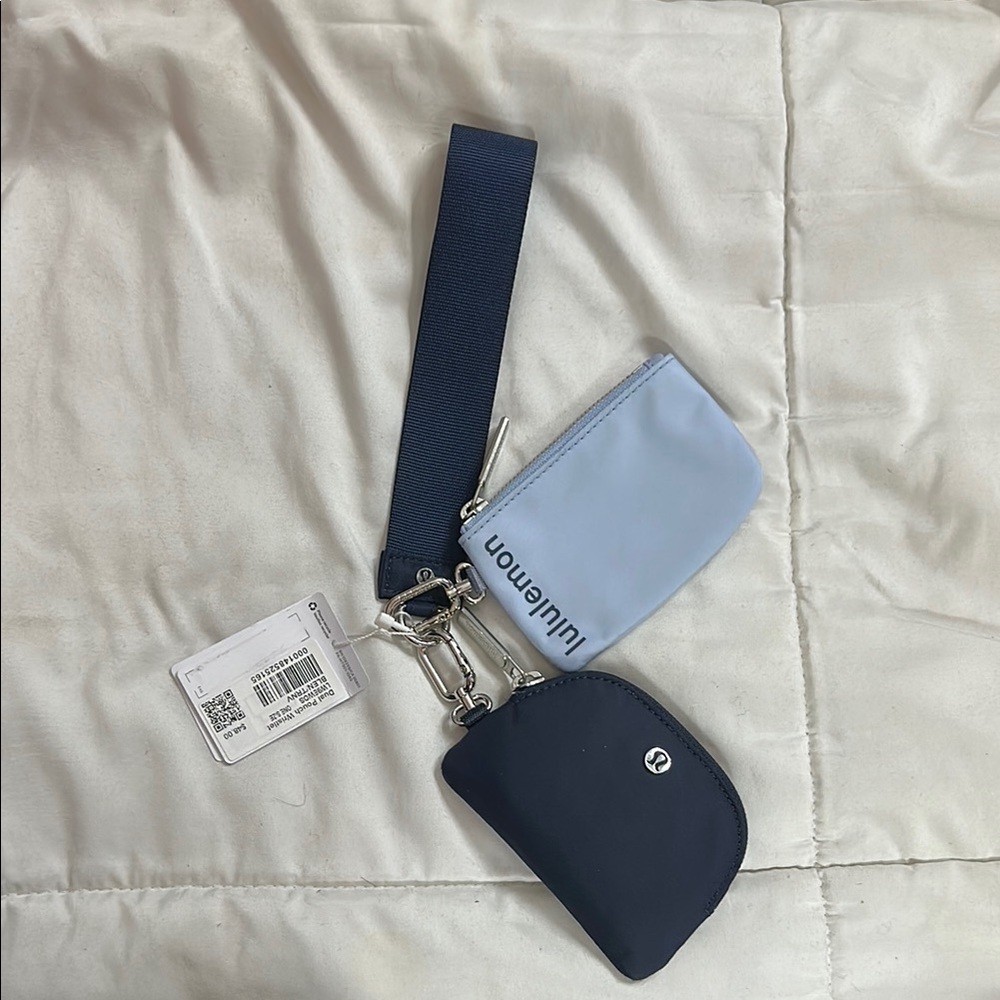 Lululemon Dual Pouch Wristlet - Navy and Light Blue